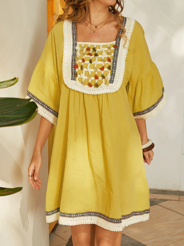 Midi sundress with ruched front